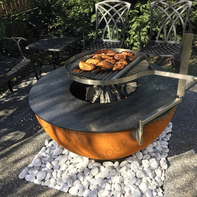 Rustic Style Round Corten BBQ For Party