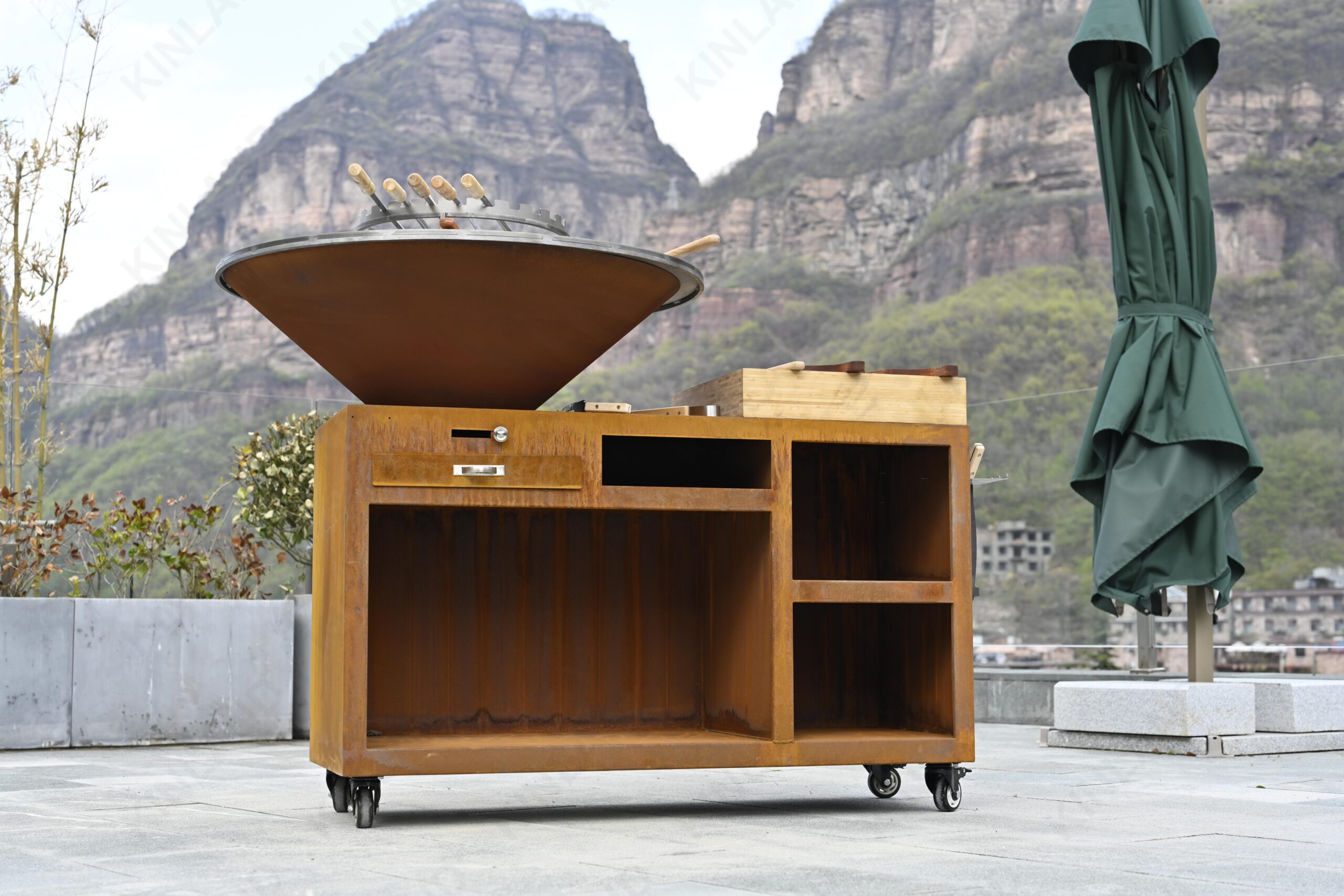 Rusty Corten Steel Fireplace Grill Traders