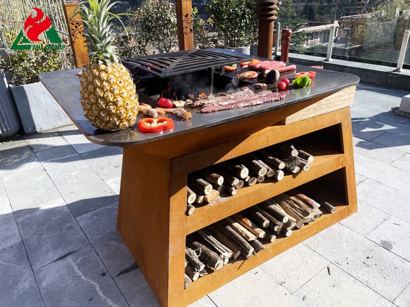 Wood Fired Barbecue In Corten Factory