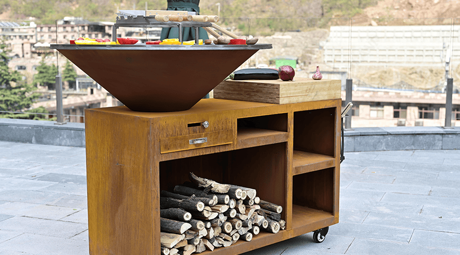 Black Disposable Camping BBQ Corten Grill Traders