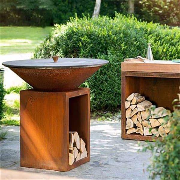 Hotels Fire Table Corten Steel Charcoal Grill Traders